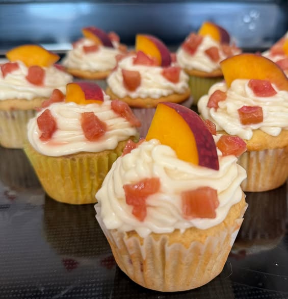 Honey Peach Rhubarb Cake