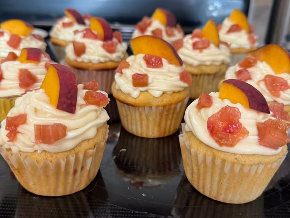 Honey Peach Rhubarb Cake
